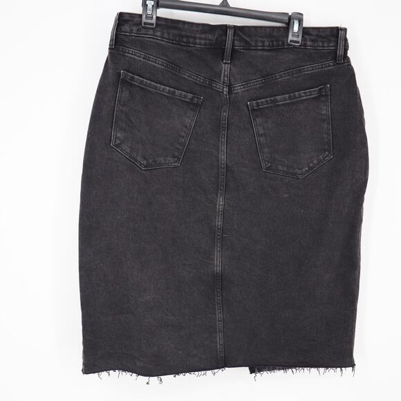Old Navy Washed Black Denim Jean Pencil Skirt High Rise Fly Button Up Size 16 - Picture 4 of 7
